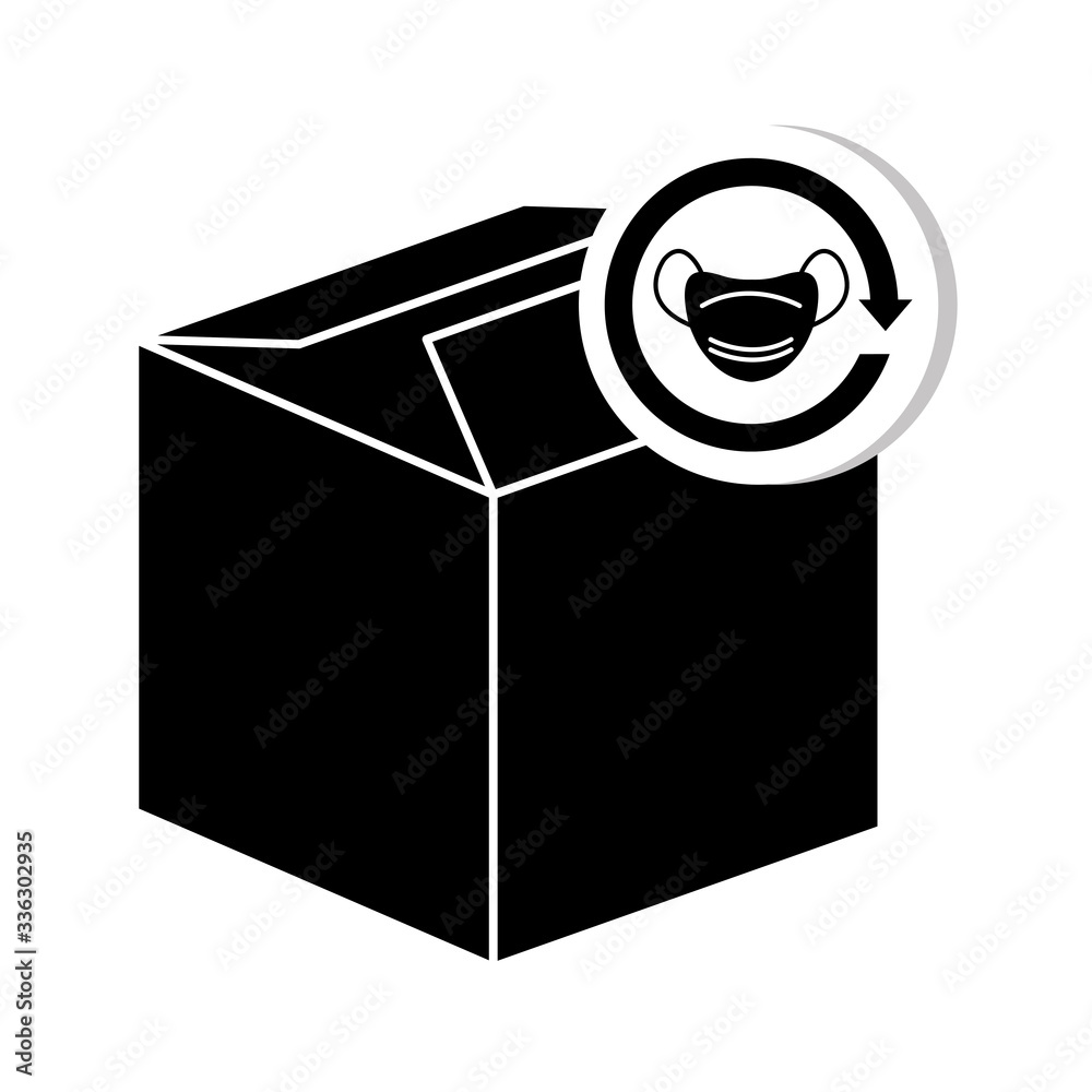 silhouette of box of face masks isolated icon vector illustration design silhouette of box of face masks isolated icon vector illustration design