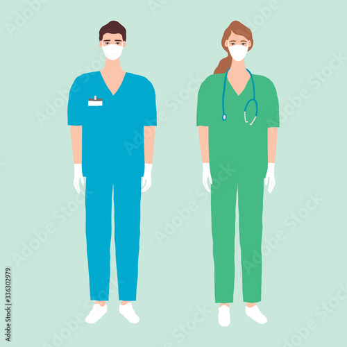 Doctors in Masks Character Illustration