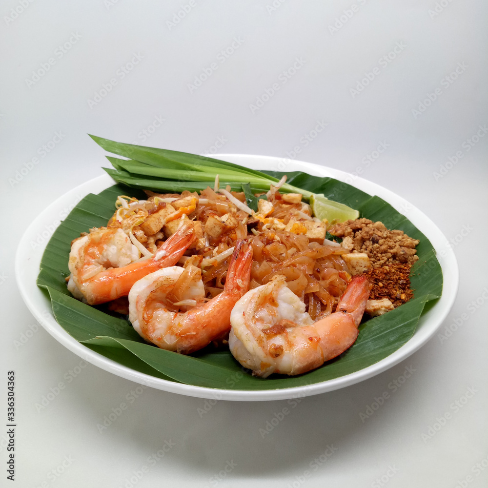Fried noodle Thai style with prawns Fried noodle Thai style with prawns