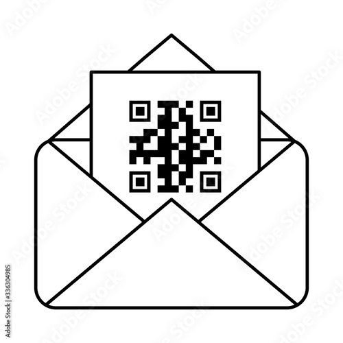 qr code inside envelope design of technology scan information business price communication barcode digital and data theme Vector illustration