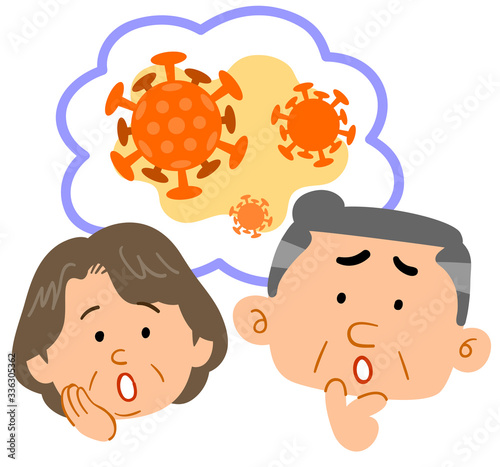 ウイルスのことを考えるシニアの夫婦
