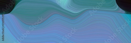 decorative background graphic with modern soft curvy waves background design with steel blue, very dark green and teal blue color