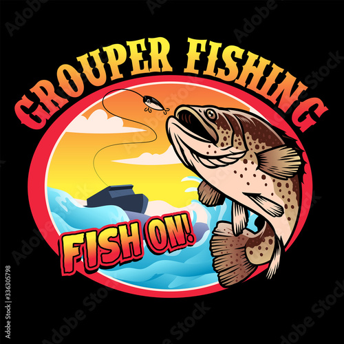 shirt design of grouper fishing