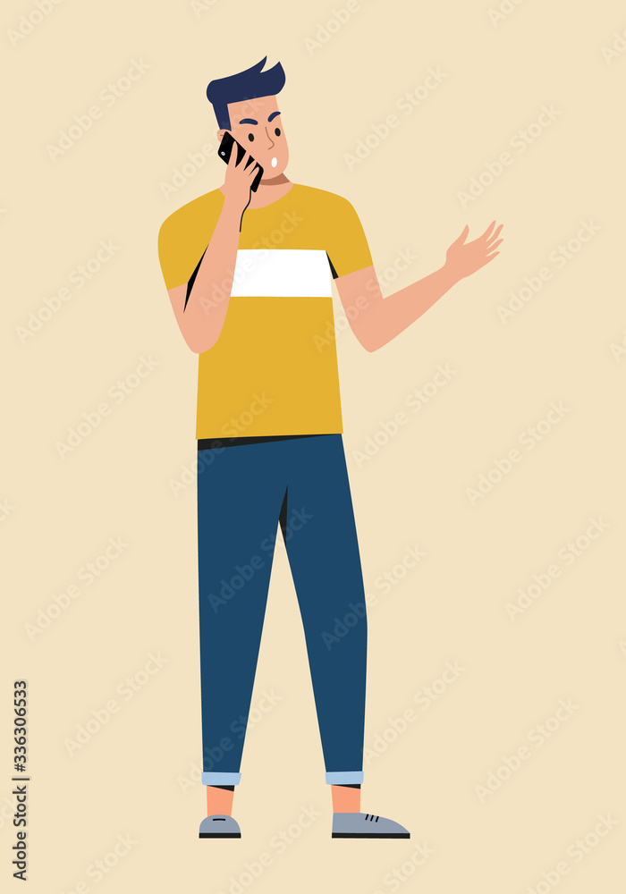 Young man using smartphone. People communicate in your phone. Young man using smartphone. People communicate in your phone.