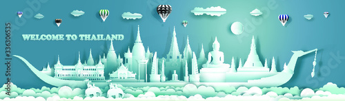 Travel city in Thailand top world famous palace and castle architecture. Tour landmark of Ayutthaya and Chiang Mai. Modern business brochure design for advertising, tour, travel.Vector illustration.