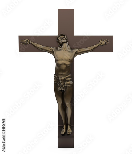 Statue of the Crucifixion of Jesus Christ Isolated