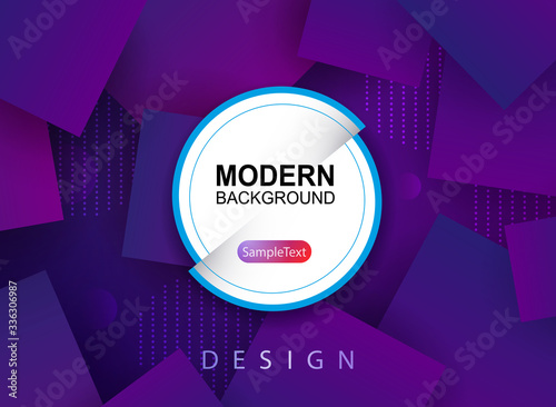 Dark background with a set of squares of violet color with a gradient, round light frame