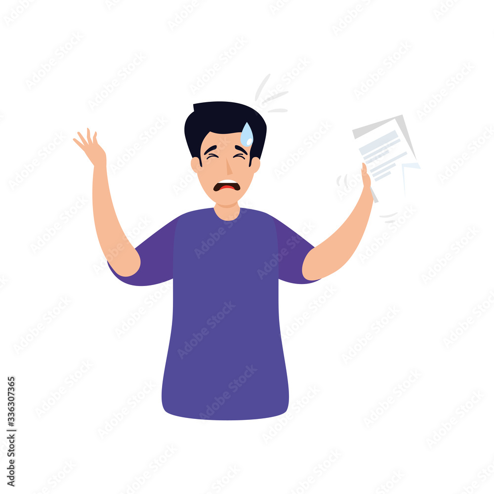 man with stress attack icon vector illustration design