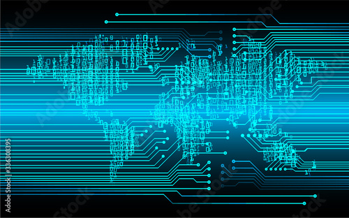 world Blue cyber circuit future technology concept background