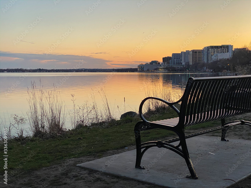 bench at sunset skyline park bench