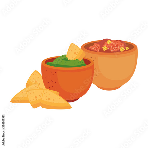 Mexican nachos and bowls design, Mexico culture tourism landmark latin and party theme Vector illustration