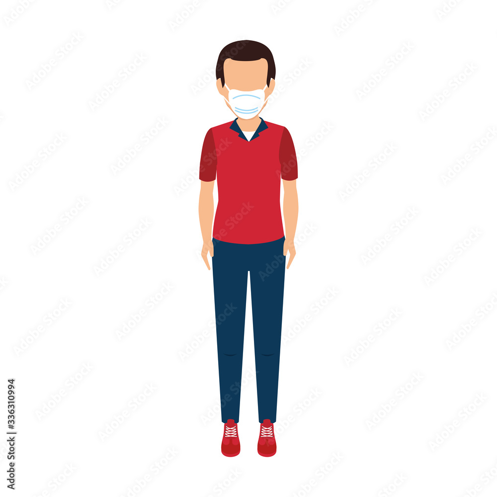young man with face mask isolated icon vector illustration design young man with face mask isolated icon vector illustration design