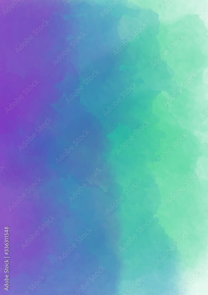 Beautiful violet-blue-green watercolor background for invitations, design.