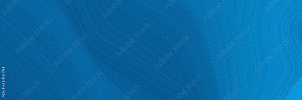 elegant artistic horizontal banner with strong blue, dodger blue and teal colors. fluid curved flowing waves and curves