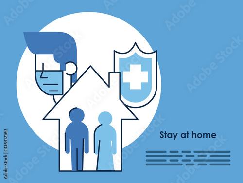 flyer with covid19 recommendations of stay at home