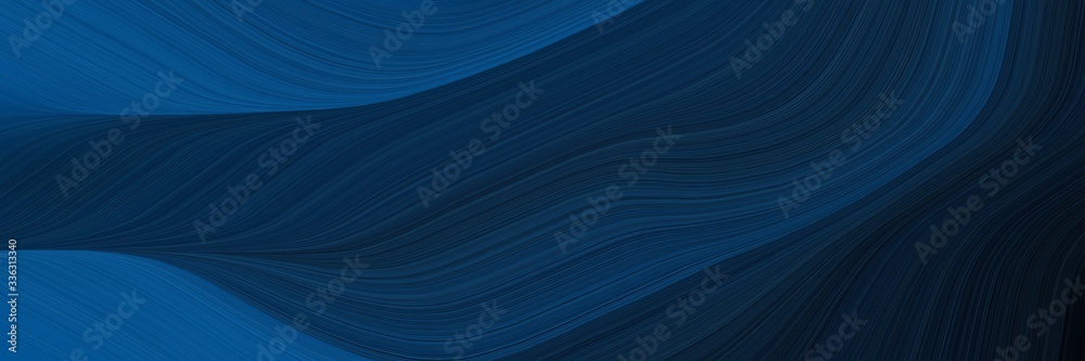 elegant colorful banner design with very dark blue, teal and midnight blue colors. fluid curved flowing waves and curves