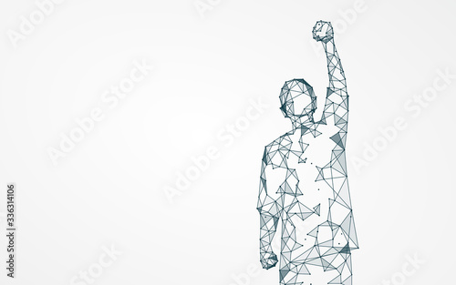 Raise the arm of the person, meaning to tide over the difficulties, vector illustration.