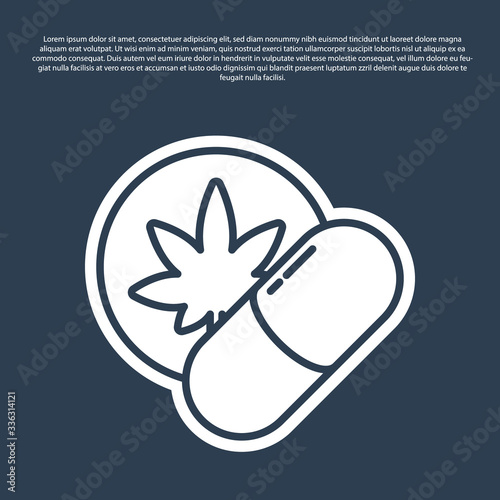 Blue line Herbal ecstasy tablets icon isolated on blue background. Vector Illustration