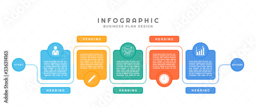 Infographic for business geometric square shape frame and icon design modern style