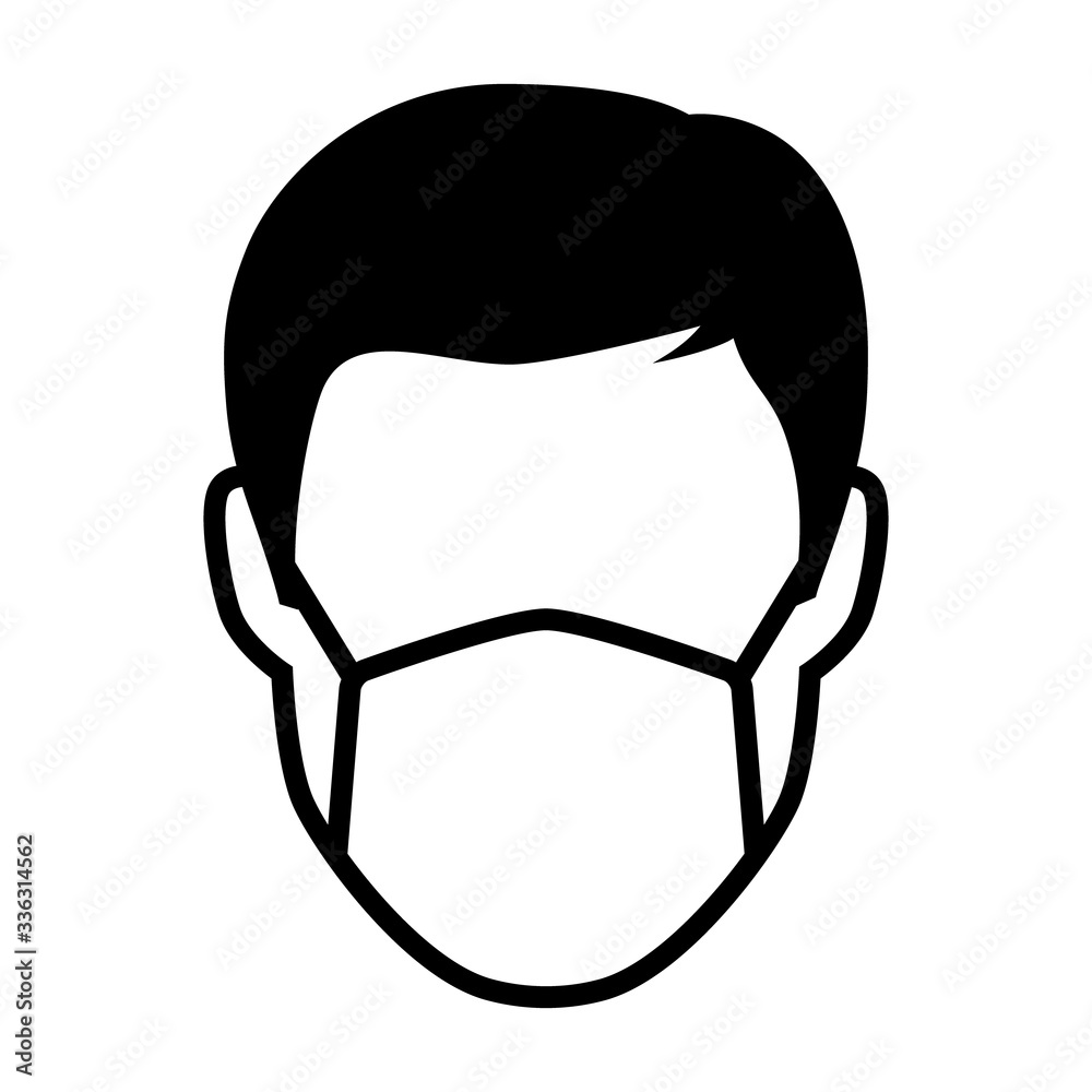 Simple face mask or surgical mask flat vector icon for medical apps and websites - obrazy, fototapety, plakaty 