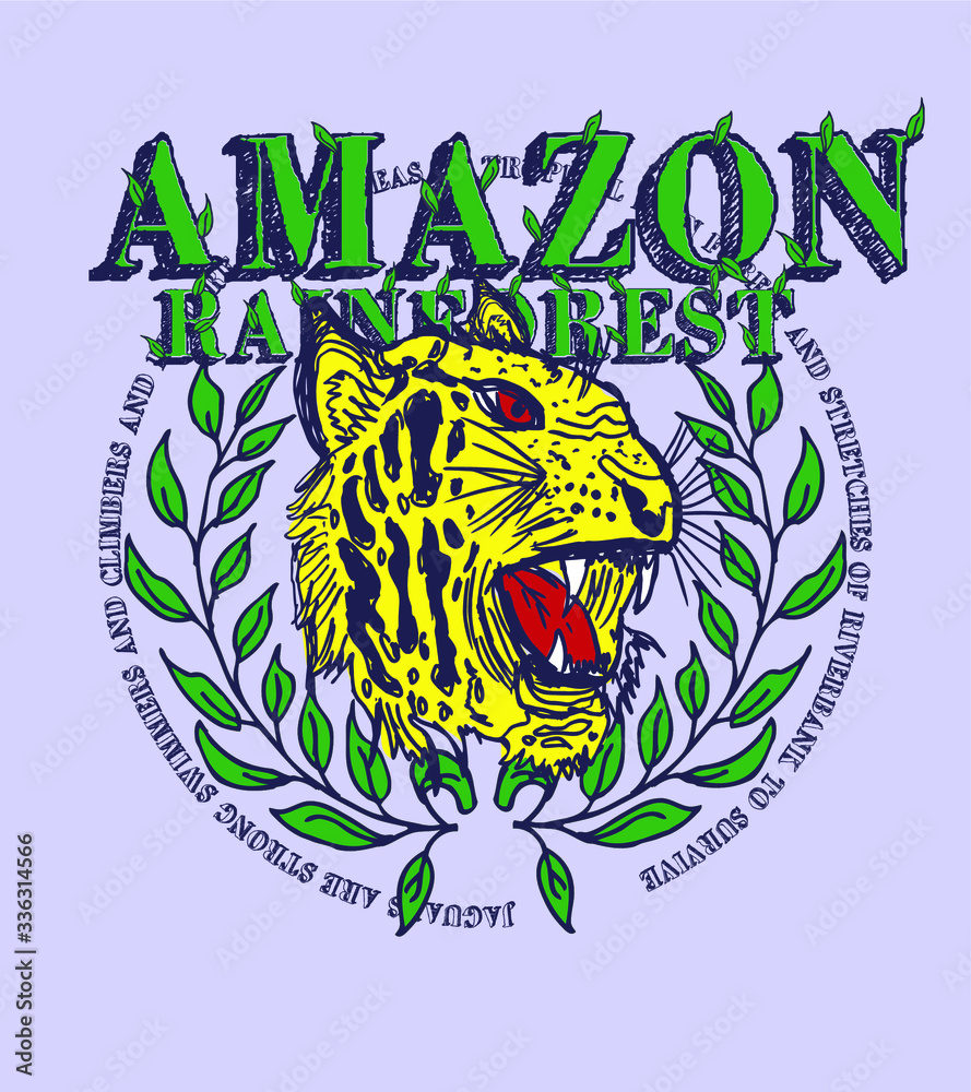 Amazon jungel jaguar graphic design vector art