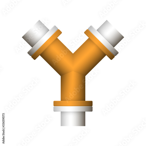 Pipe vector icon. Made from steel or metal connection by flange fitting fixing by screw and bolt. Part for pipeline construction to transport oil and gas in industry, water in plumbing and irrigation.