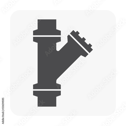 Pipe vector icon. Made from steel or metal connection by flange fitting fixing by screw and bolt. Part for pipeline construction to transport oil and gas in industry, water in plumbing and irrigation.