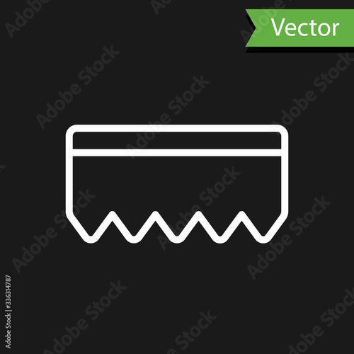 White line Sponge with bubbles icon isolated on black background. Wisp of bast for washing dishes. Cleaning service logo. Vector Illustration