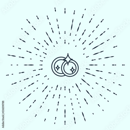 Black line Washing dishes icon isolated on grey background. Cleaning dishes icon. Dishwasher sign. Clean tableware sign. Abstract circle random dots. Vector Illustration