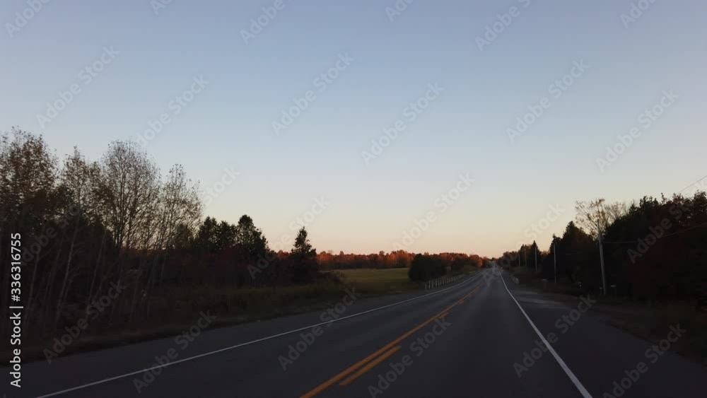 Twilight road side in the fall Twilight road side in the fall