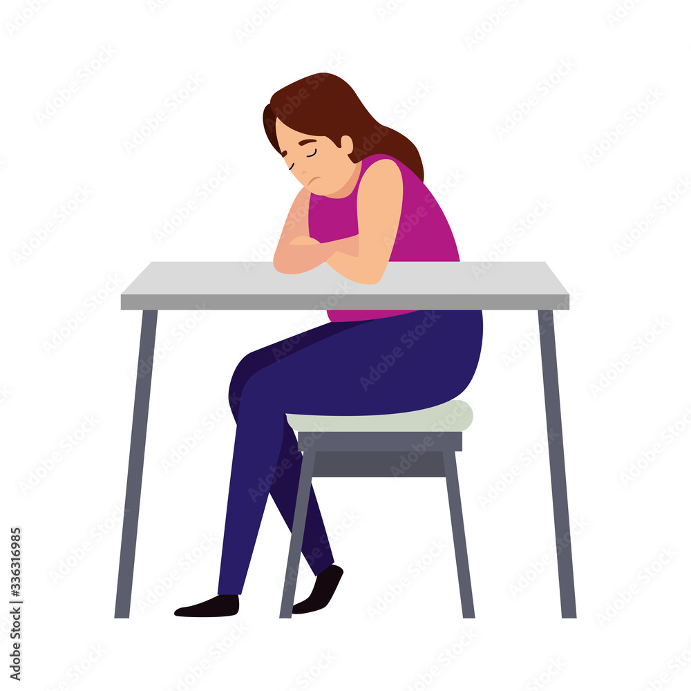 woman with stress attack in desk vector illustration design woman with stress attack in desk vector illustration design