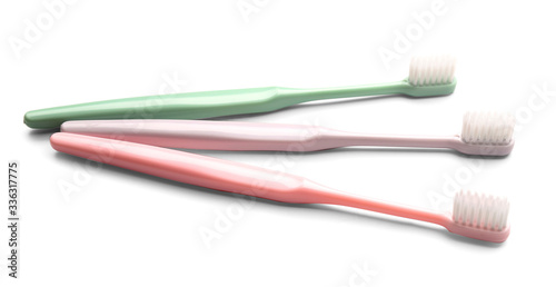 Tooth brushes on white background