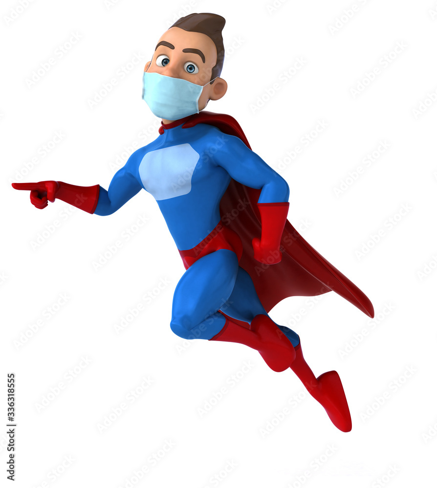 3D illustration of a cartoon character with a mask 3D illustration of a cartoon character with a mask
