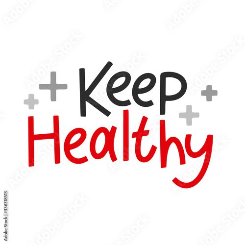 Covid-19 stickers. Keep Healthy. Coronavirus lettering. Elements for poster, banners, coffee cups and mug, T-shirt and notebook.