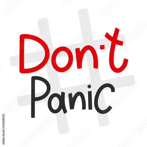 Covid-19 stickers. Don't panic. Coronavirus lettering. Elements for poster, banners, coffee cups and mug, T-shirt and notebook.