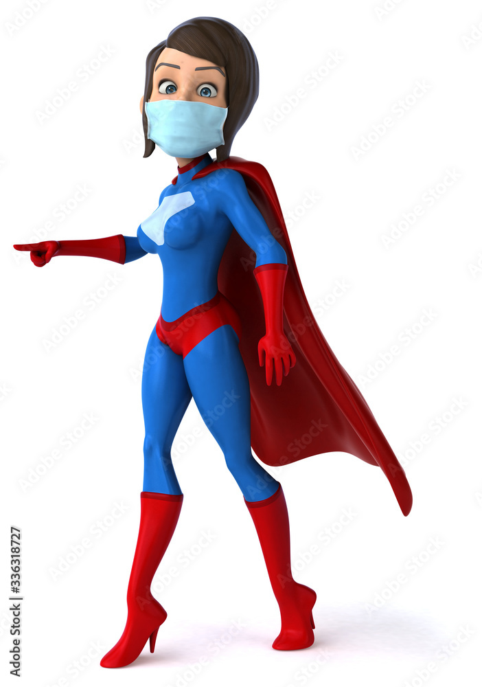 3D illustration of a cartoon character with a mask 3D illustration of a cartoon character with a mask