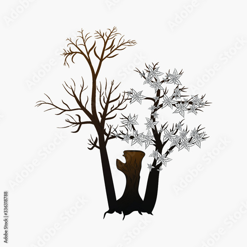 Dry tree vector illustration
Illustration of dry tree stump in white background