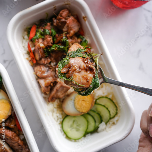 Chicken basil takeaway meal 
