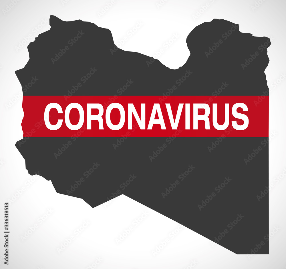 Obraz premium Libya map with Coronavirus warning illustration