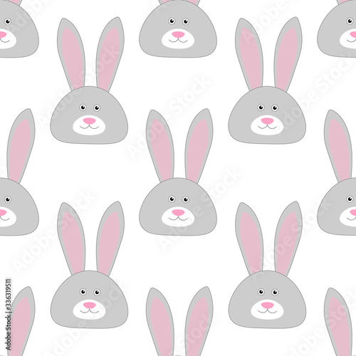 Seamless pattern Cute Animal Hare Face Vector Children Illustration