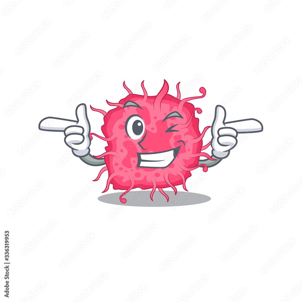 Cartoon design concept of pathogenic bacteria with funny wink eye Cartoon design concept of pathogenic bacteria with funny wink eye