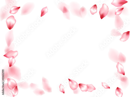 Pink sakura flower flying petals isolated on white vector background. © SunwArt
