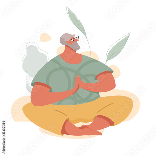 Elderly Man Doing Yoga