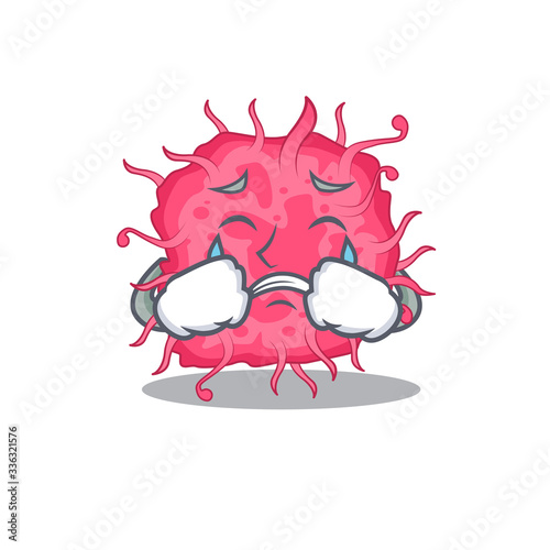 Cartoon character design of pathogenic bacteria with a crying face © kongvector