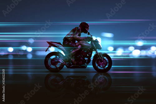 Motorrad mit futuristischen Lichteffekten