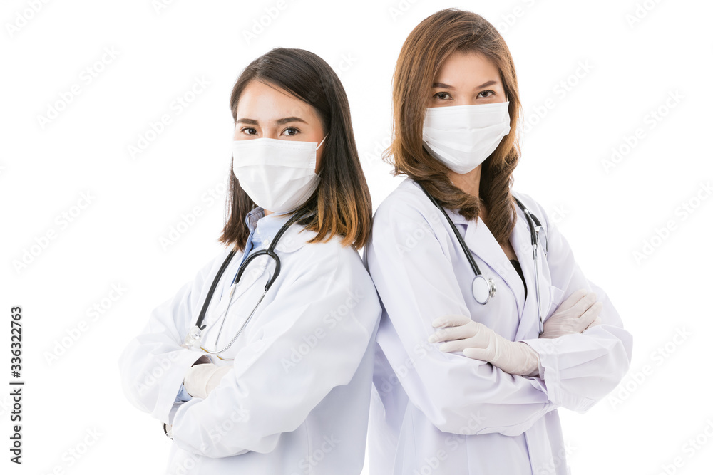 Two female doctor on white background Two female doctor on white background