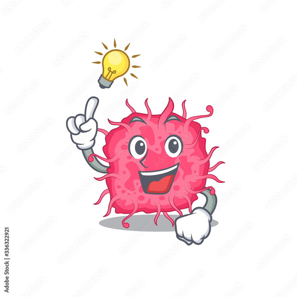 Mascot character design of pathogenic bacteria with has an idea smart gesture