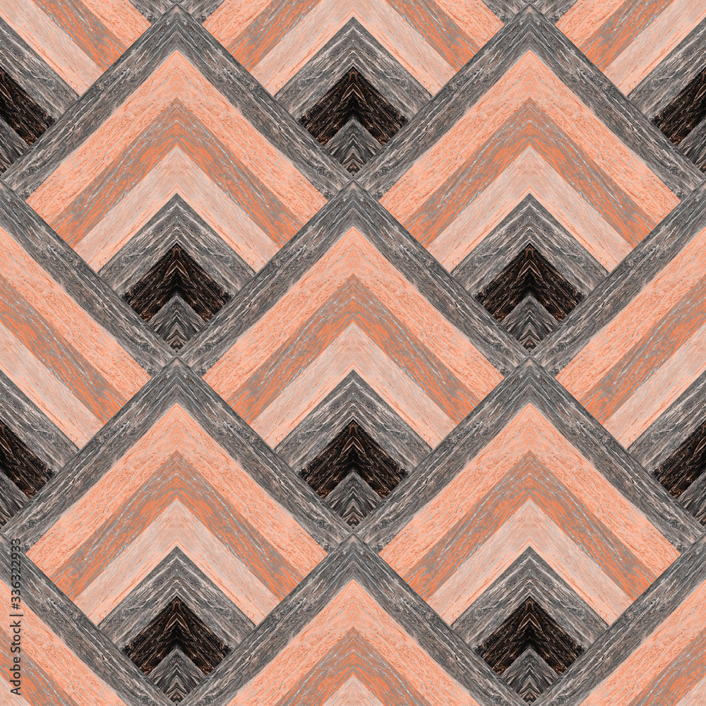 Seamless Rhombic pattern. Orange, gray stripes.