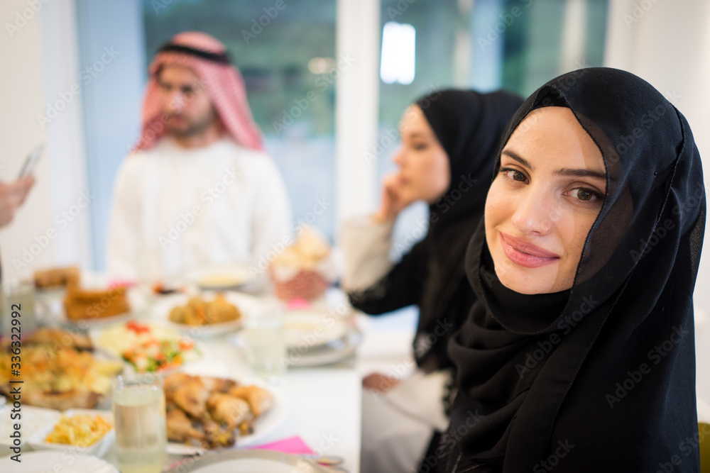 Muslim family gathering for having Iftar in Ramadan together Muslim family gathering for having Iftar in Ramadan together