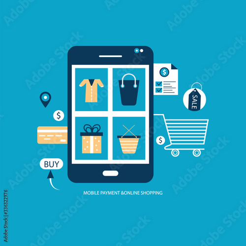 Mobile payment Online shopping and e-commerce concept